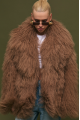 Women's brown fur coat made of natural llama fur