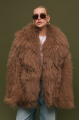 Women's brown fur coat made of natural llama fur