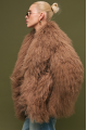 Women's brown fur coat made of natural llama fur