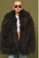 Women's chocolate-colored fur coat made of natural llama