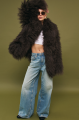 Women's chocolate-colored fur coat made of natural llama