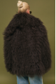 Women's chocolate-colored fur coat made of natural llama
