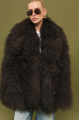 Women's chocolate-colored fur coat made of natural llama