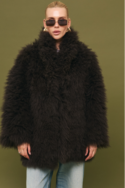 Chocolate-colored fur coat