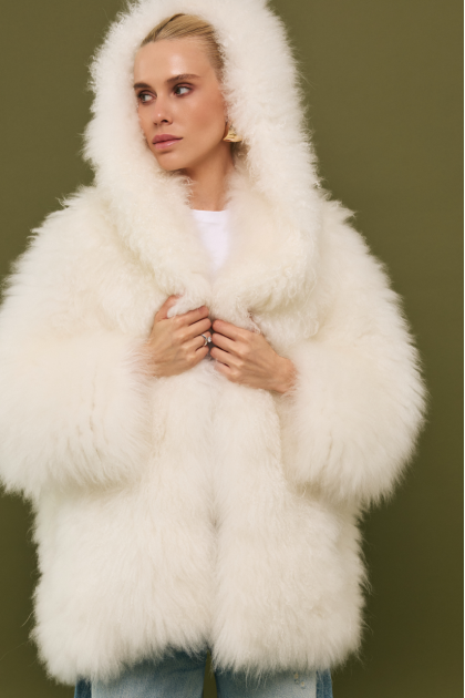 Cashmere goat fur coat