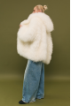Natural cashmere goat fur coat in white