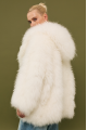 Natural cashmere goat fur coat in white