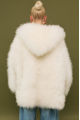 Natural cashmere goat fur coat in white