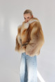 Short women's red fox fur coat