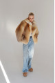 Short women's red fox fur coat