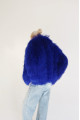 Stylish fur coat made of natural llama in blue