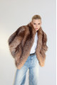Women's brown fox fur coat