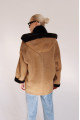 Brown suede sheepskin coat with hood