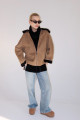Brown suede sheepskin coat with hood