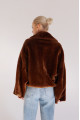 Reversible short copper-colored sheepskin bomber jacket