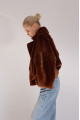 Reversible short copper-colored sheepskin bomber jacket