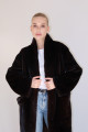 Long coat made of Canadian mink in dark chocolate color