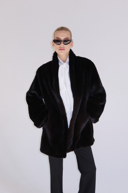 Dark chocolate Canadian mink coat
