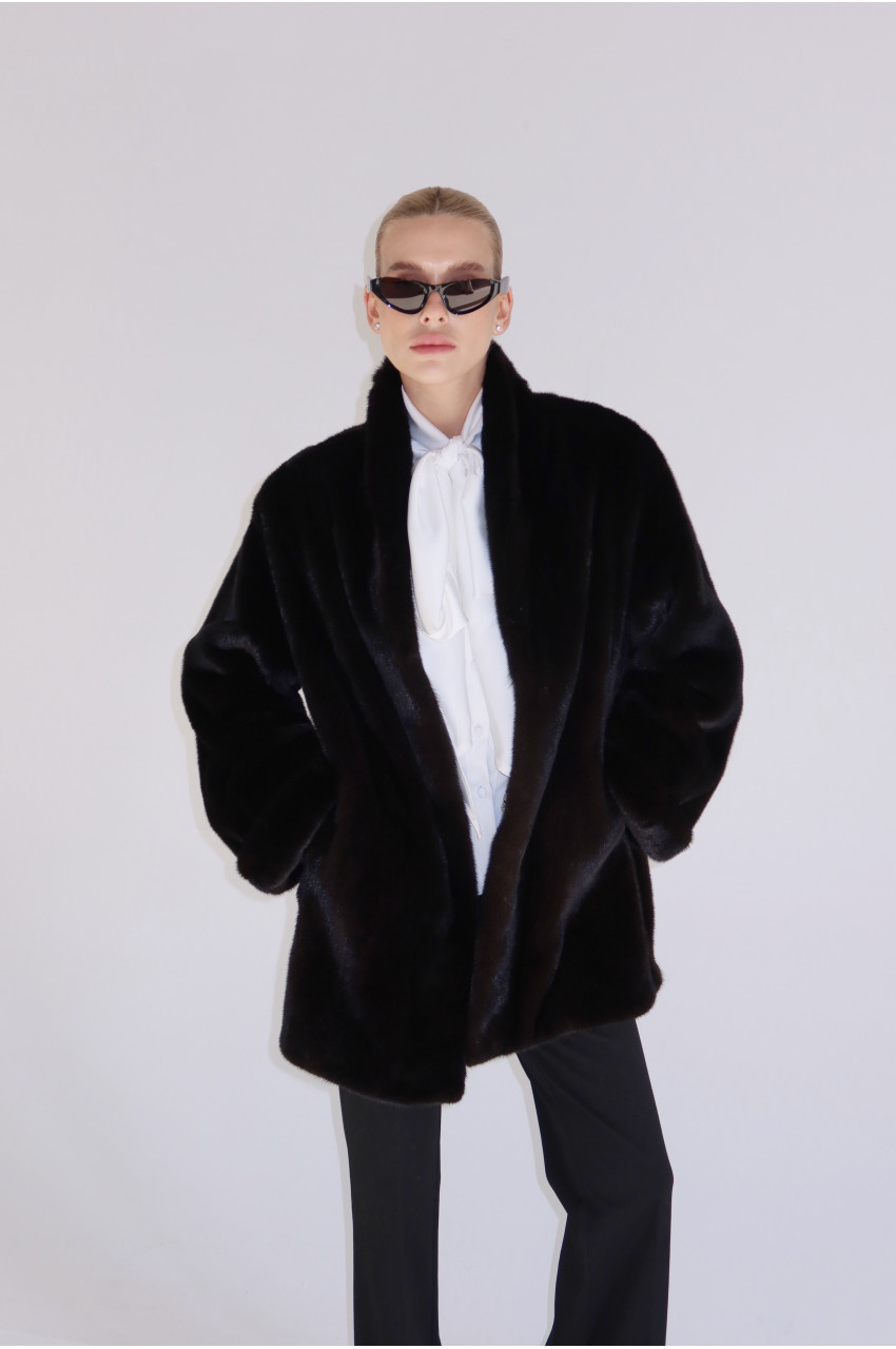 Dark chocolate Canadian mink coat