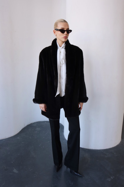 Black Canadian mink fur coat