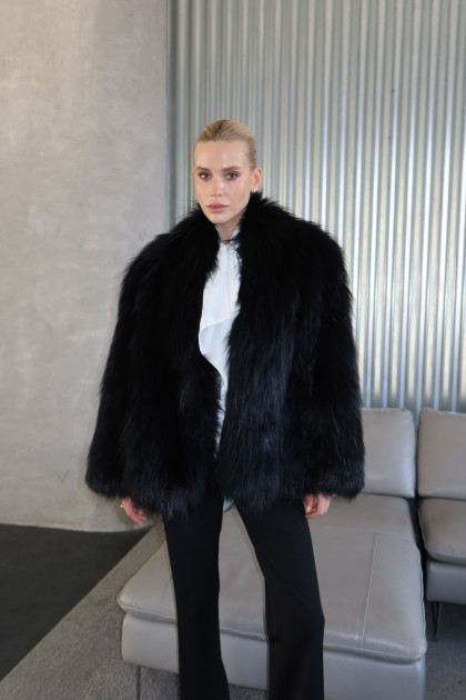 Women's black fox fur coat