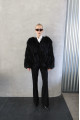 Black fox fur coat with knitted elements
