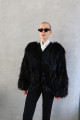 Black fox fur coat with knitted elements