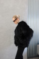 Black fox fur coat with knitted elements