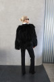 Black fox fur coat with knitted elements