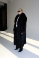 Long women's black fox fur coat