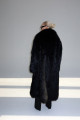 Long women's black fox fur coat