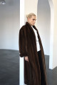Long chocolate-colored Canadian mink coat