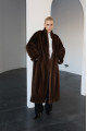 Long chocolate-colored Canadian mink coat