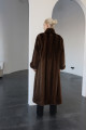 Long chocolate-colored Canadian mink coat