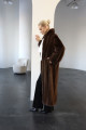 Long chocolate-colored Canadian mink coat