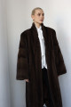 Long walnut-colored Canadian mink coat