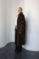 Long walnut-colored Canadian mink coat