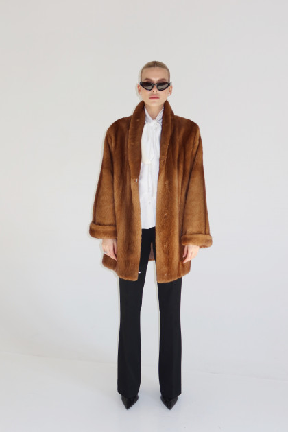 Brown Canadian mink fur coat