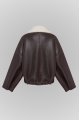 Reversible short brown sheepskin bomber jacket