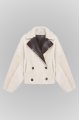 Reversible short brown sheepskin bomber jacket