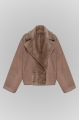 Reversible short bomber jacket in dark beige