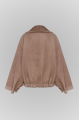 Reversible short bomber jacket in dark beige
