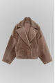 Reversible short bomber jacket in dark beige