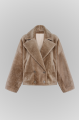 Reversible short sheepskin bomber jacket in beige