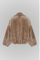 Reversible short sheepskin bomber jacket in beige