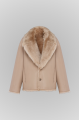 Reversible short brown sheepskin coat made of natural cashmere lamb