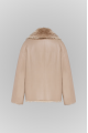 Reversible short brown sheepskin coat made of natural cashmere lamb
