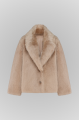 Reversible short brown sheepskin coat made of natural cashmere lamb
