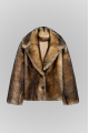 Two-sided brown sheepskin coat made of natural cashmere lamb