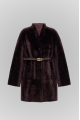 Chocolate-colored suede double-sided sheepskin coat